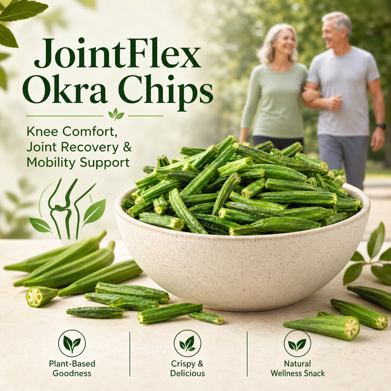 🌿 JointFlex Okra Chips 🥬 | Knee Comfort, Joint Recovery & Mobility Support - C1