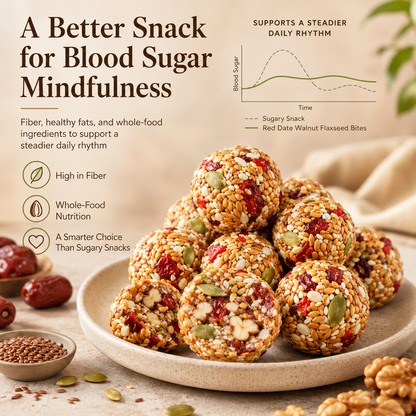 🌿Red Date Walnut Flaxseed Bites🌾Fiber-Rich Whole-Food Bites-EQ