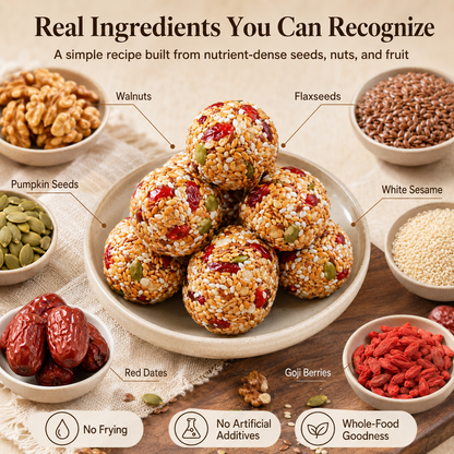 🌿Red Date Walnut Flaxseed Bites🌾Fiber-Rich Whole-Food Bites-EQ