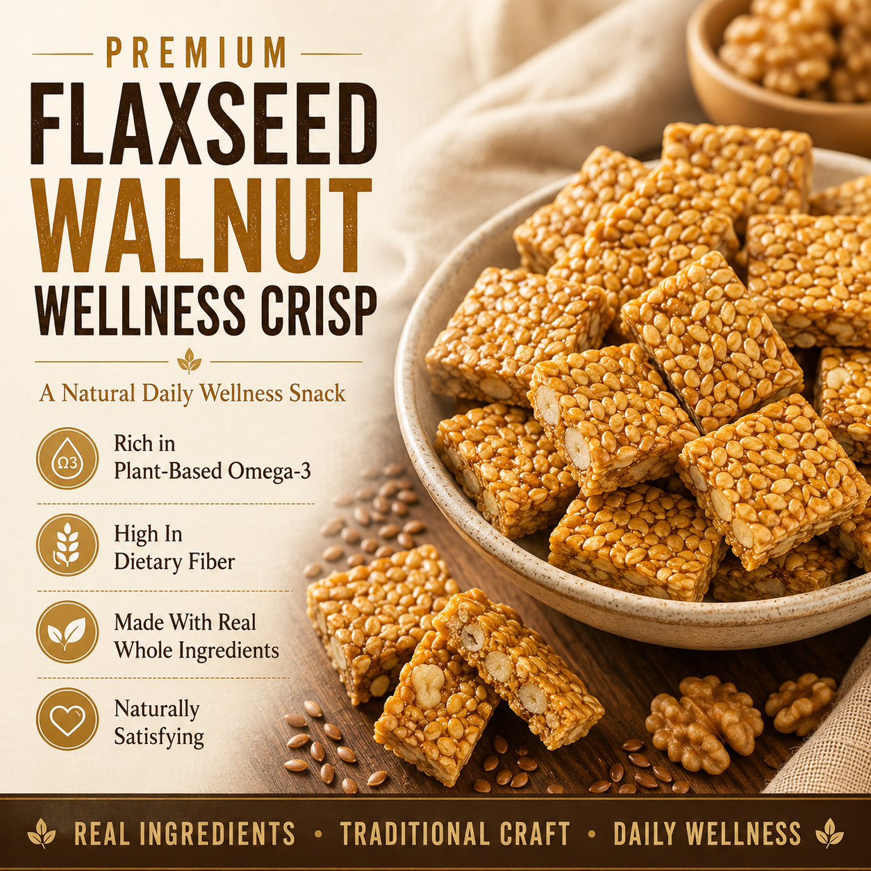 ⚖️Feeling Heavy After Meals? 🌱Support Your Healthy Aging Journey With This Delicious Flaxseed & Walnut Crisp❤️-C1
