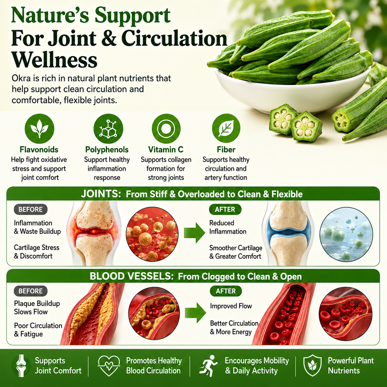 🌿 JointFlex Okra Crisps 🥬 | Knee Comfort, Joint Mobility & Healthy Circulation Support-LP