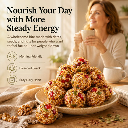 🌿Red Date Walnut Flaxseed Bites🌾Fiber-Rich Whole-Food Bites-EQ